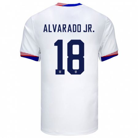Kandiny Gyermek Egyesült Államok Alejandro Alvarado Jr #18 Fehér Hazai Jersey 24-26 Mez Póló Ing