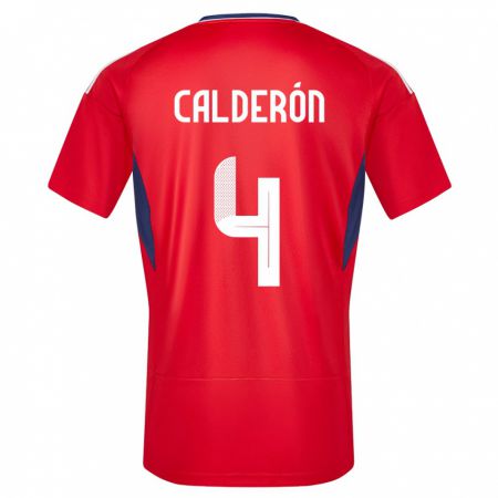 Kandiny Gyermek Costa Rica Brandon Calderon #4 Piros Hazai Jersey 24-26 Mez Póló Ing