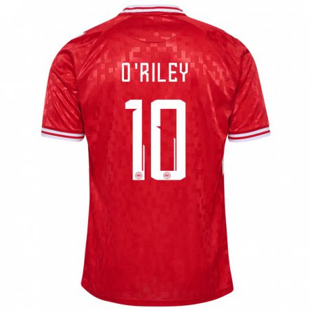 Kandiny Gyermek Dánia Matt O'riley #10 Piros Hazai Jersey 24-26 Mez Póló Ing