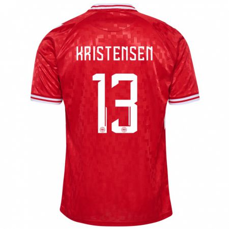 Kandiny Gyermek Dánia Rasmus Kristensen #13 Piros Hazai Jersey 24-26 Mez Póló Ing