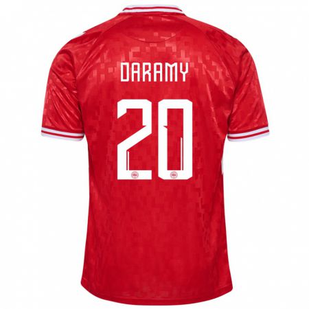 Kandiny Gyermek Dánia Mohamed Daramy #20 Piros Hazai Jersey 24-26 Mez Póló Ing