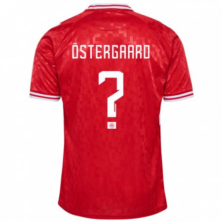 Kandiny Gyermek Dánia Christian Östergaard #0 Piros Hazai Jersey 24-26 Mez Póló Ing