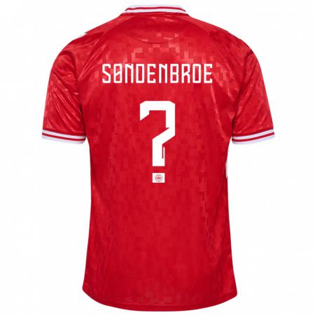 Kandiny Gyermek Dánia Andreas Søndenbroe #0 Piros Hazai Jersey 24-26 Mez Póló Ing