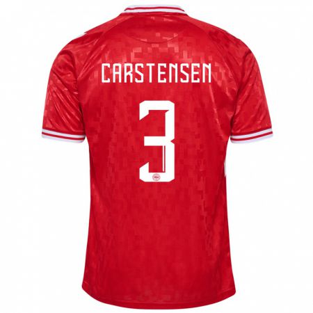 Kandiny Gyermek Dánia Rasmus Carstensen #3 Piros Hazai Jersey 24-26 Mez Póló Ing