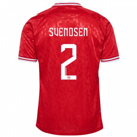 Kandiny Gyermek Dánia Oliver Svendsen #2 Piros Hazai Jersey 24-26 Mez Póló Ing