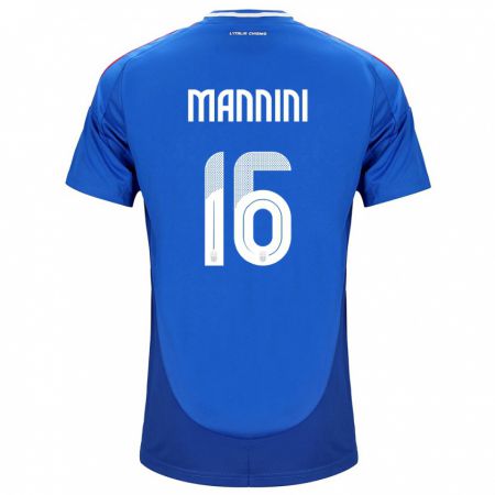 Kandiny Gyermek Olaszország Mattia Mannini #16 Kék Hazai Jersey 24-26 Mez Póló Ing