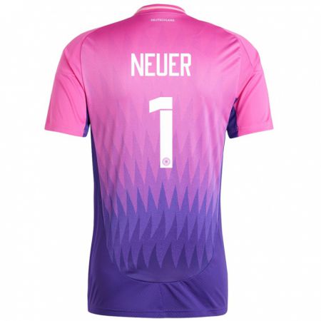 Kandiny Gyermek Németország Manuel Neuer #1 Pink Lila Idegenbeli Jersey 24-26 Mez Póló Ing