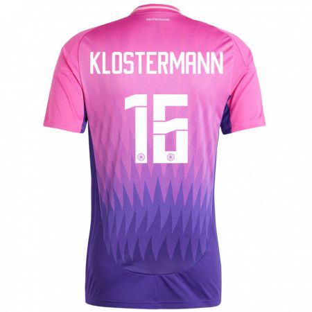 Kandiny Gyermek Németország Lukas Klostermann #16 Pink Lila Idegenbeli Jersey 24-26 Mez Póló Ing