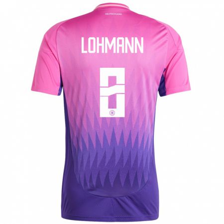 Kandiny Gyermek Németország Sydney Lohmann #8 Pink Lila Idegenbeli Jersey 24-26 Mez Póló Ing