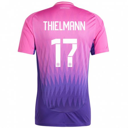 Kandiny Gyermek Németország Jan Thielmann #17 Pink Lila Idegenbeli Jersey 24-26 Mez Póló Ing