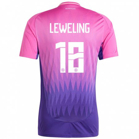 Kandiny Gyermek Németország Jamie Leweling #18 Pink Lila Idegenbeli Jersey 24-26 Mez Póló Ing