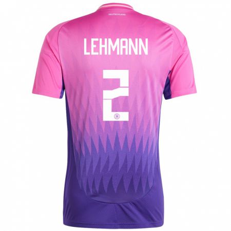 Kandiny Gyermek Németország Paul Lehmann #2 Pink Lila Idegenbeli Jersey 24-26 Mez Póló Ing