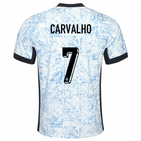 Kandiny Gyermek Portugália Fabio Carvalho #7 Krémkék Idegenbeli Jersey 24-26 Mez Póló Ing