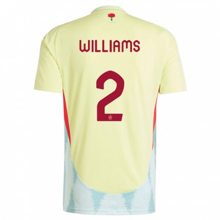 Kandiny Gyermek Spanyolország Nico Williams #2 Sárga Idegenbeli Jersey 24-26 Mez Póló Ing