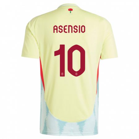 Kandiny Gyermek Spanyolország Marco Asensio #10 Sárga Idegenbeli Jersey 24-26 Mez Póló Ing