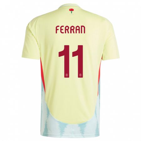 Kandiny Gyermek Spanyolország Ferran Torres #11 Sárga Idegenbeli Jersey 24-26 Mez Póló Ing