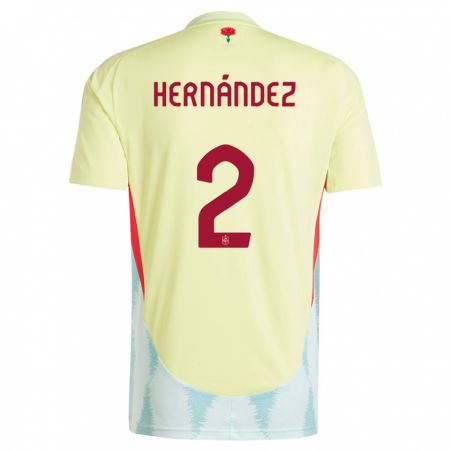 Kandiny Gyermek Spanyolország Oihane Hernandez #2 Sárga Idegenbeli Jersey 24-26 Mez Póló Ing