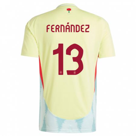 Kandiny Gyermek Spanyolország Cesar Fernandez #13 Sárga Idegenbeli Jersey 24-26 Mez Póló Ing