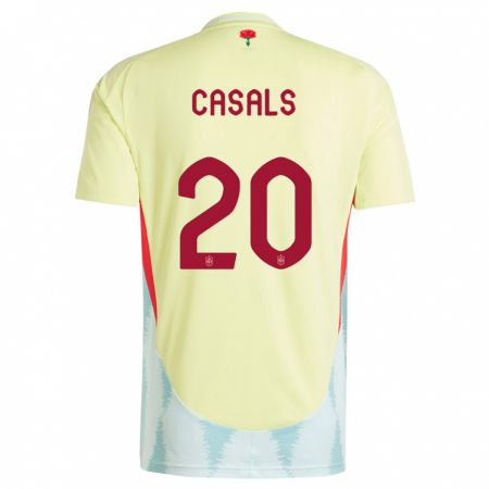 Kandiny Gyermek Spanyolország Joel Casals #20 Sárga Idegenbeli Jersey 24-26 Mez Póló Ing