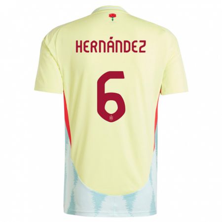 Kandiny Gyermek Spanyolország Gerard Hernandez #6 Sárga Idegenbeli Jersey 24-26 Mez Póló Ing