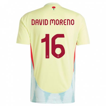 Kandiny Gyermek Spanyolország Antonio David Moreno #16 Sárga Idegenbeli Jersey 24-26 Mez Póló Ing