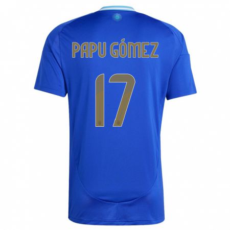 Kandiny Gyermek Argentína Papu Gomez #17 Kék Idegenbeli Jersey 24-26 Mez Póló Ing
