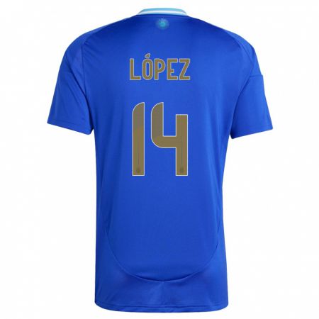Kandiny Gyermek Argentína Lautaro Lopez #14 Kék Idegenbeli Jersey 24-26 Mez Póló Ing