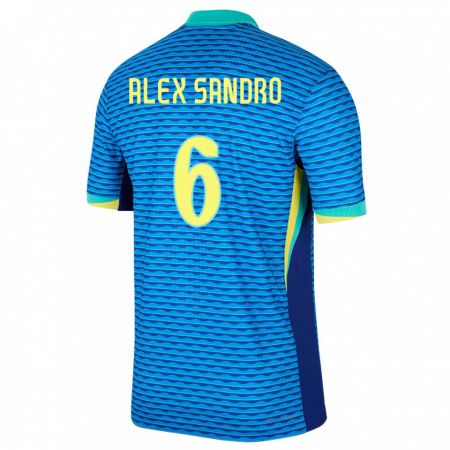 Kandiny Gyermek Brazília Alex Sandro #6 Kék Idegenbeli Jersey 24-26 Mez Póló Ing
