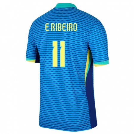 Kandiny Gyermek Brazília Everton Ribeiro #11 Kék Idegenbeli Jersey 24-26 Mez Póló Ing