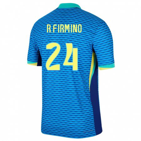 Kandiny Gyermek Brazília Roberto Firmino #24 Kék Idegenbeli Jersey 24-26 Mez Póló Ing