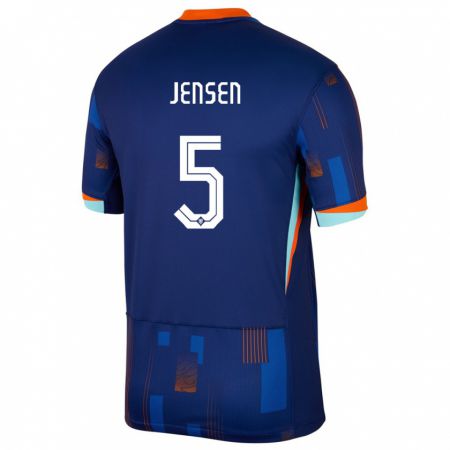 Kandiny Gyermek Hollandia Koen Jensen #5 Kék Idegenbeli Jersey 24-26 Mez Póló Ing