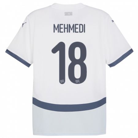 Kandiny Gyermek Svájc Admir Mehmedi #18 Fehér Idegenbeli Jersey 24-26 Mez Póló Ing