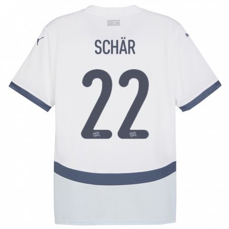 Kandiny Gyermek Svájc Fabian Schar #22 Fehér Idegenbeli Jersey 24-26 Mez Póló Ing