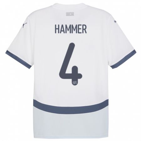 Kandiny Gyermek Svájc Pascal Hammer #4 Fehér Idegenbeli Jersey 24-26 Mez Póló Ing
