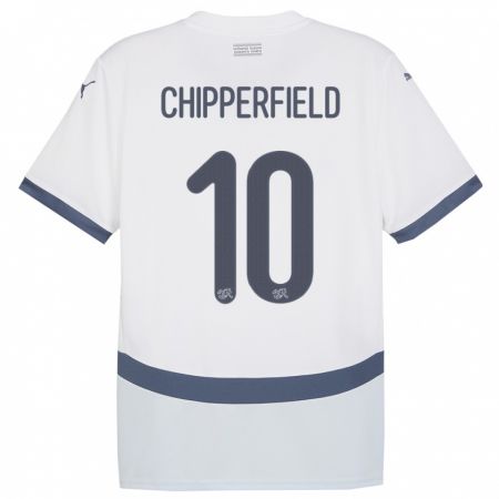 Kandiny Gyermek Svájc Liam Chipperfield #10 Fehér Idegenbeli Jersey 24-26 Mez Póló Ing