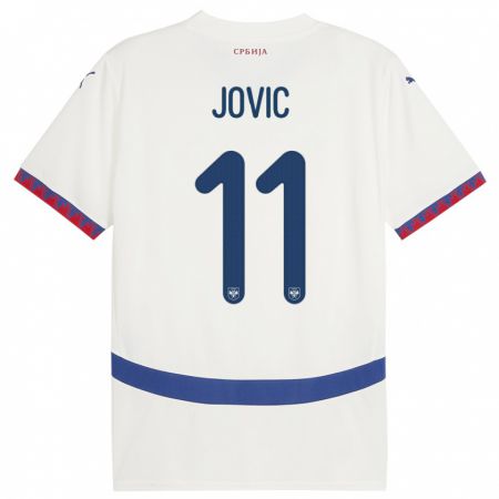 Kandiny Gyermek Szerbia Luka Jovic #11 Fehér Idegenbeli Jersey 24-26 Mez Póló Ing