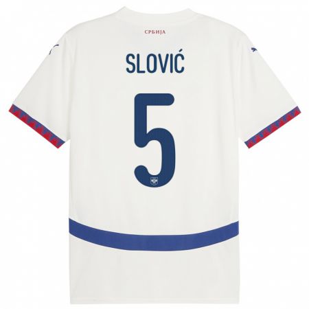 Kandiny Gyermek Szerbia Violeta Slovic #5 Fehér Idegenbeli Jersey 24-26 Mez Póló Ing