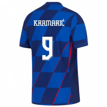 Kandiny Gyermek Horvátország Andrej Kramaric #9 Kék Idegenbeli Jersey 24-26 Mez Póló Ing