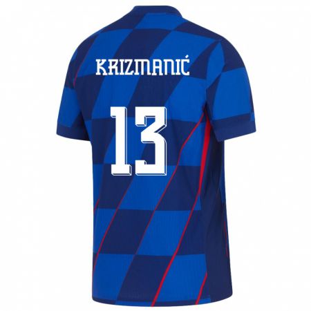 Kandiny Gyermek Horvátország Kresimir Krizmanic #13 Kék Idegenbeli Jersey 24-26 Mez Póló Ing