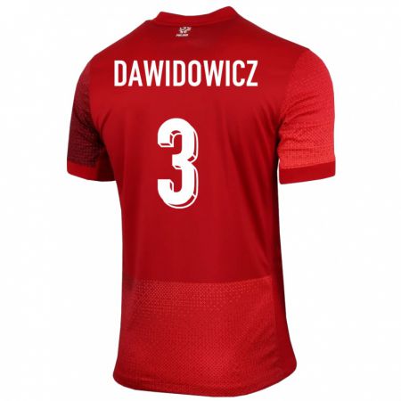 Kandiny Gyermek Lengyelország Pawel Dawidowicz #3 Piros Idegenbeli Jersey 24-26 Mez Póló Ing