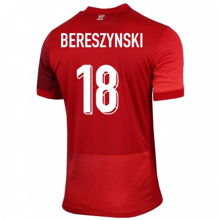 Kandiny Gyermek Lengyelország Bartosz Bereszynski #18 Piros Idegenbeli Jersey 24-26 Mez Póló Ing