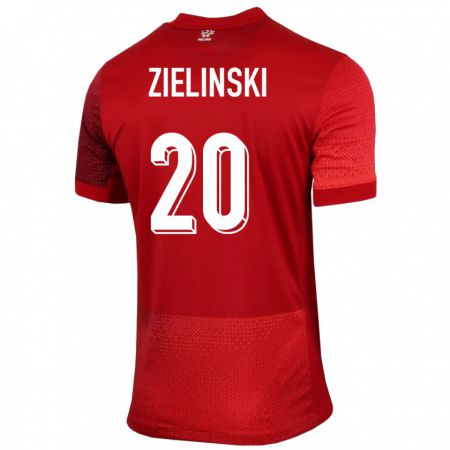 Kandiny Gyermek Lengyelország Piotr Zielinski #20 Piros Idegenbeli Jersey 24-26 Mez Póló Ing