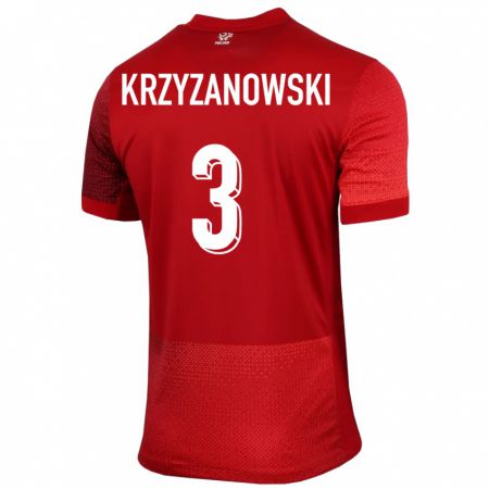 Kandiny Gyermek Lengyelország Jakub Krzyzanowski #3 Piros Idegenbeli Jersey 24-26 Mez Póló Ing