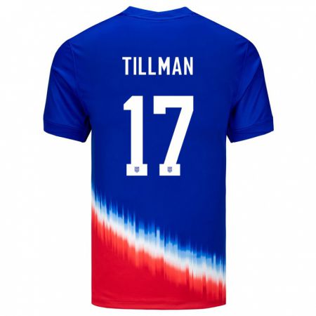 Kandiny Gyermek Egyesült Államok Malik Tillman #17 Kék Idegenbeli Jersey 24-26 Mez Póló Ing