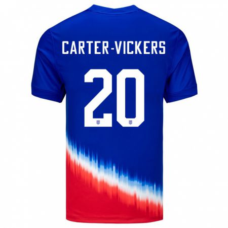 Kandiny Gyermek Egyesült Államok Cameron Carter-Vickers #20 Kék Idegenbeli Jersey 24-26 Mez Póló Ing