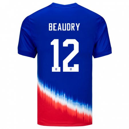 Kandiny Gyermek Egyesült Államok Adam Beaudry #12 Kék Idegenbeli Jersey 24-26 Mez Póló Ing