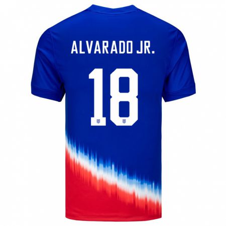 Kandiny Gyermek Egyesült Államok Alejandro Alvarado Jr #18 Kék Idegenbeli Jersey 24-26 Mez Póló Ing