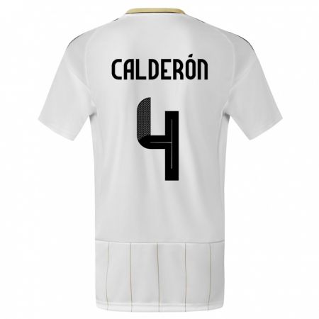 Kandiny Gyermek Costa Rica Brandon Calderon #4 Fehér Idegenbeli Jersey 24-26 Mez Póló Ing