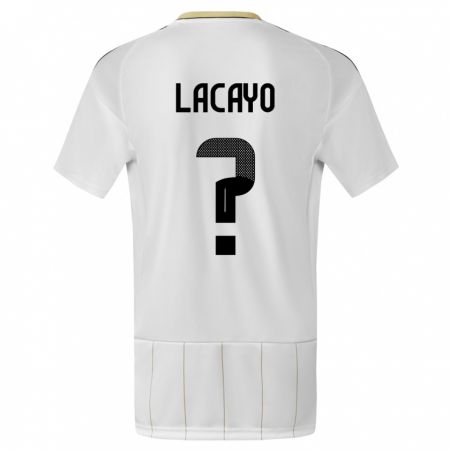 Kandiny Gyermek Costa Rica Marcelo Lacayo #0 Fehér Idegenbeli Jersey 24-26 Mez Póló Ing
