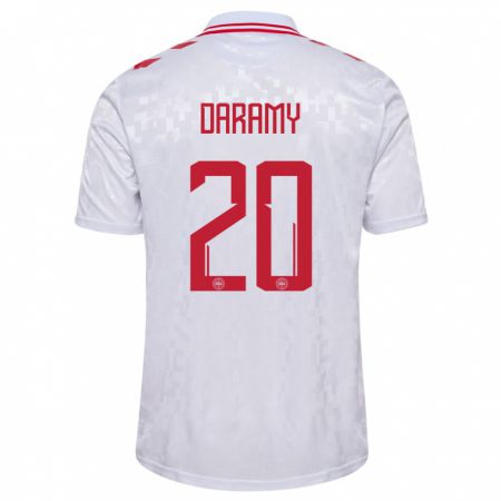 Kandiny Gyermek Dánia Mohamed Daramy #20 Fehér Idegenbeli Jersey 24-26 Mez Póló Ing
